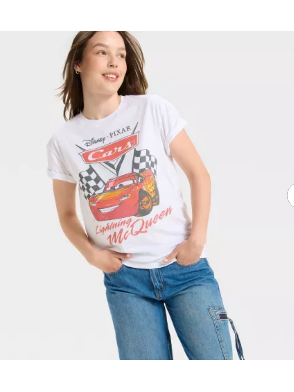 Disney Pixar Cars Lightning McQueen White Graphic Tee